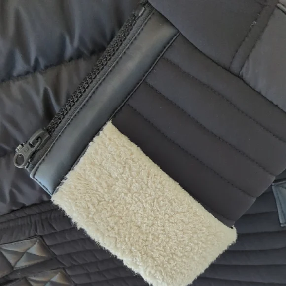 Blanc Noir Moto Aviator Black Puffer Jacket with Cream Faux Fur - Picture 7 of 13